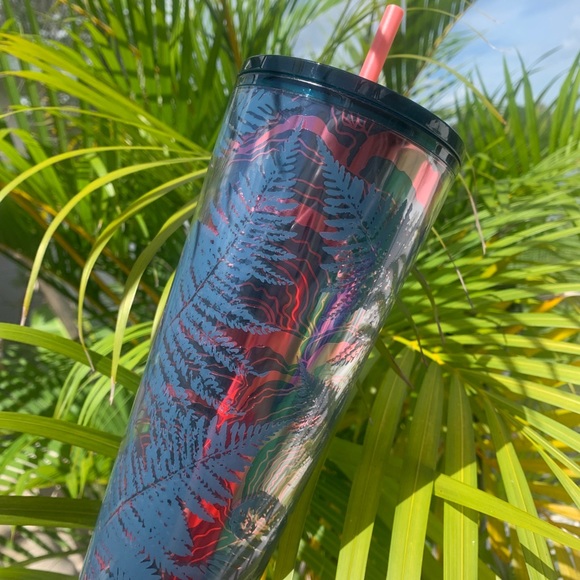 Starbucks Ocean Woodland Fern Tumbler Cold Cup 24oz New Fall 2022 Rose Gold Foil - Picture 10 of 16